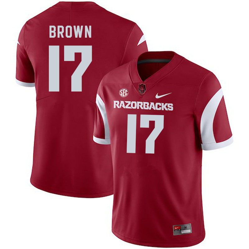 Men #17 CJ Brown Arkansas Razorbacks College Football Jerseys Stitched-Cardinal